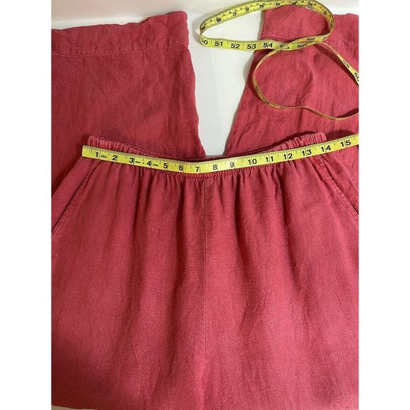 💥Vintage Willow 100% Linen Pants Women's Size Large Red Lagenlook Wide Leg Crop - Picture 10 of 12